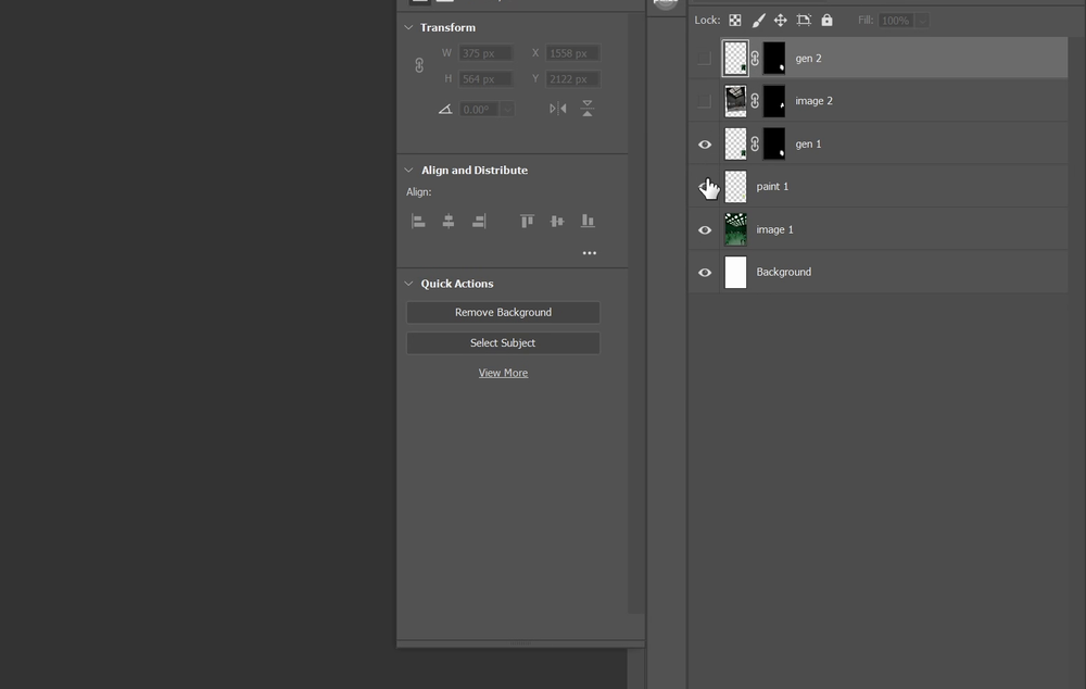 The exported stack open in Photoshop, masks and folders included