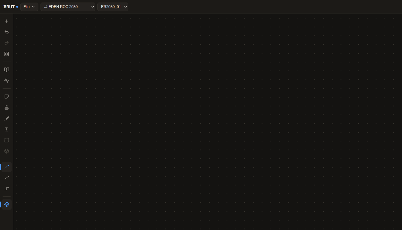 The canvas grid, dark theme