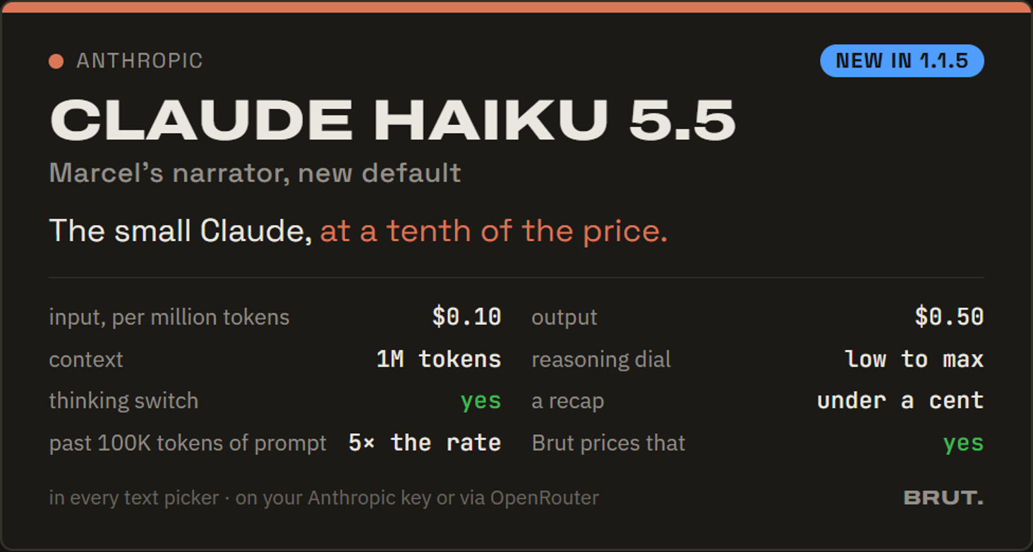 Claude Haiku 5.5: the narrator, at a tenth of the price